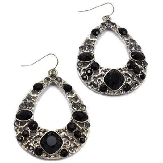 Crystal Teardrop Hoop Earrings