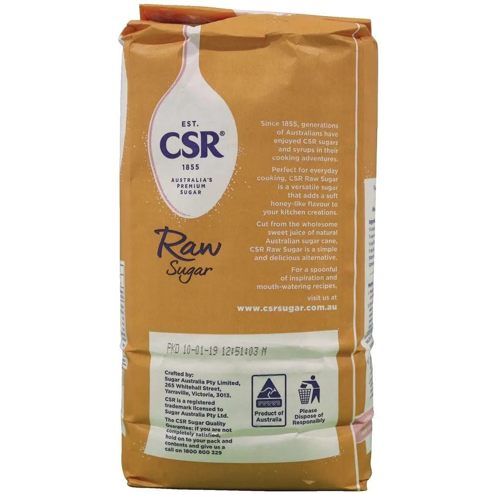 CSR Raw Sugar 1kg Bags 3 Pack Bulk