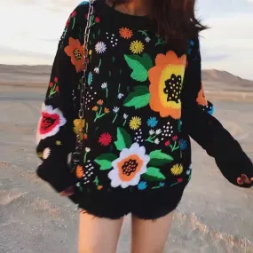 Danish Flower Embroidery Sweater