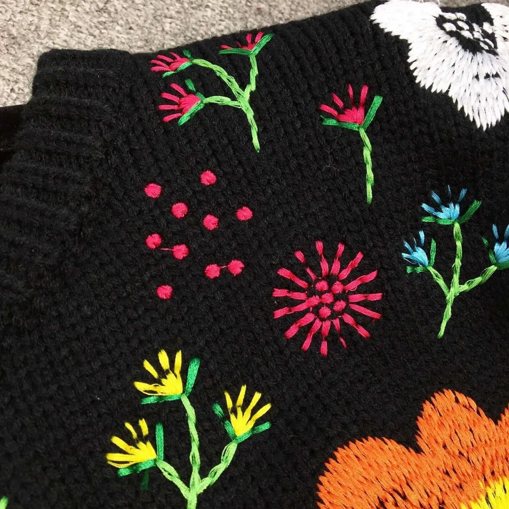 Danish Flower Embroidery Sweater