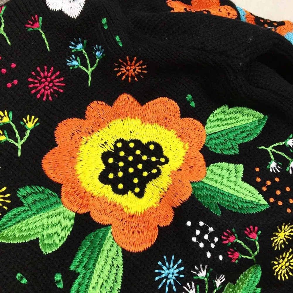 Danish Flower Embroidery Sweater