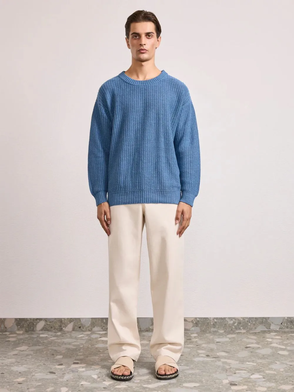 Denim Blue Jardim Linen Sweater