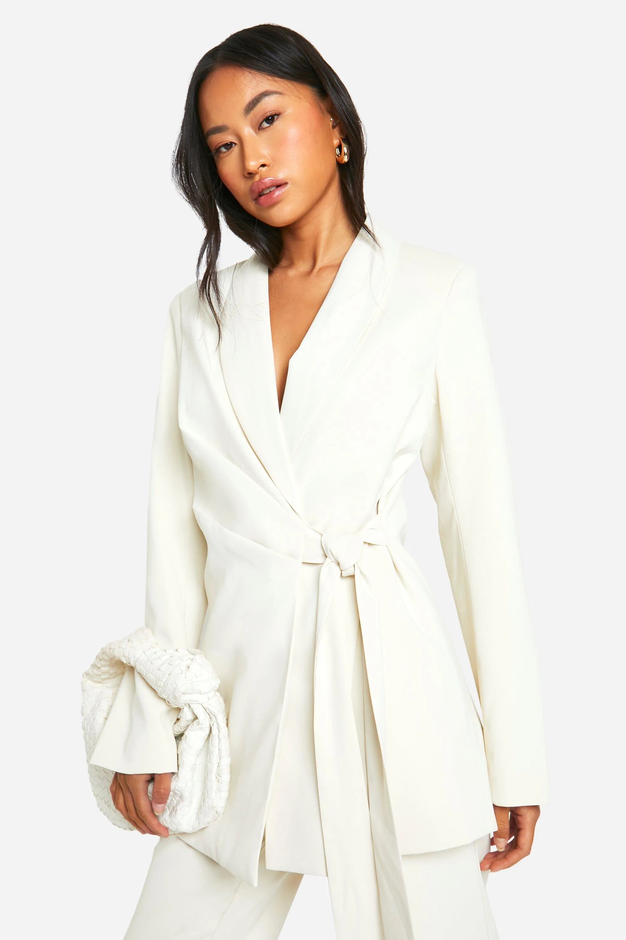 Drape Front Tie Side Blazer