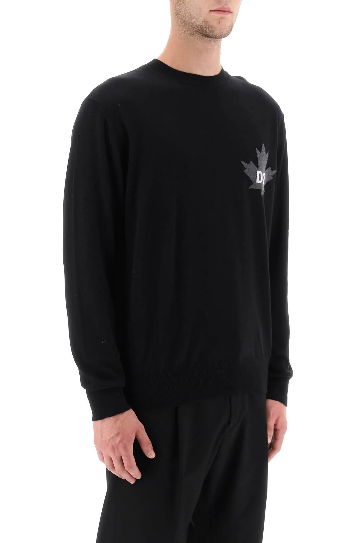 Dsquared2 d2 leaf wool sweater S74HA1371 S18332 BLACK