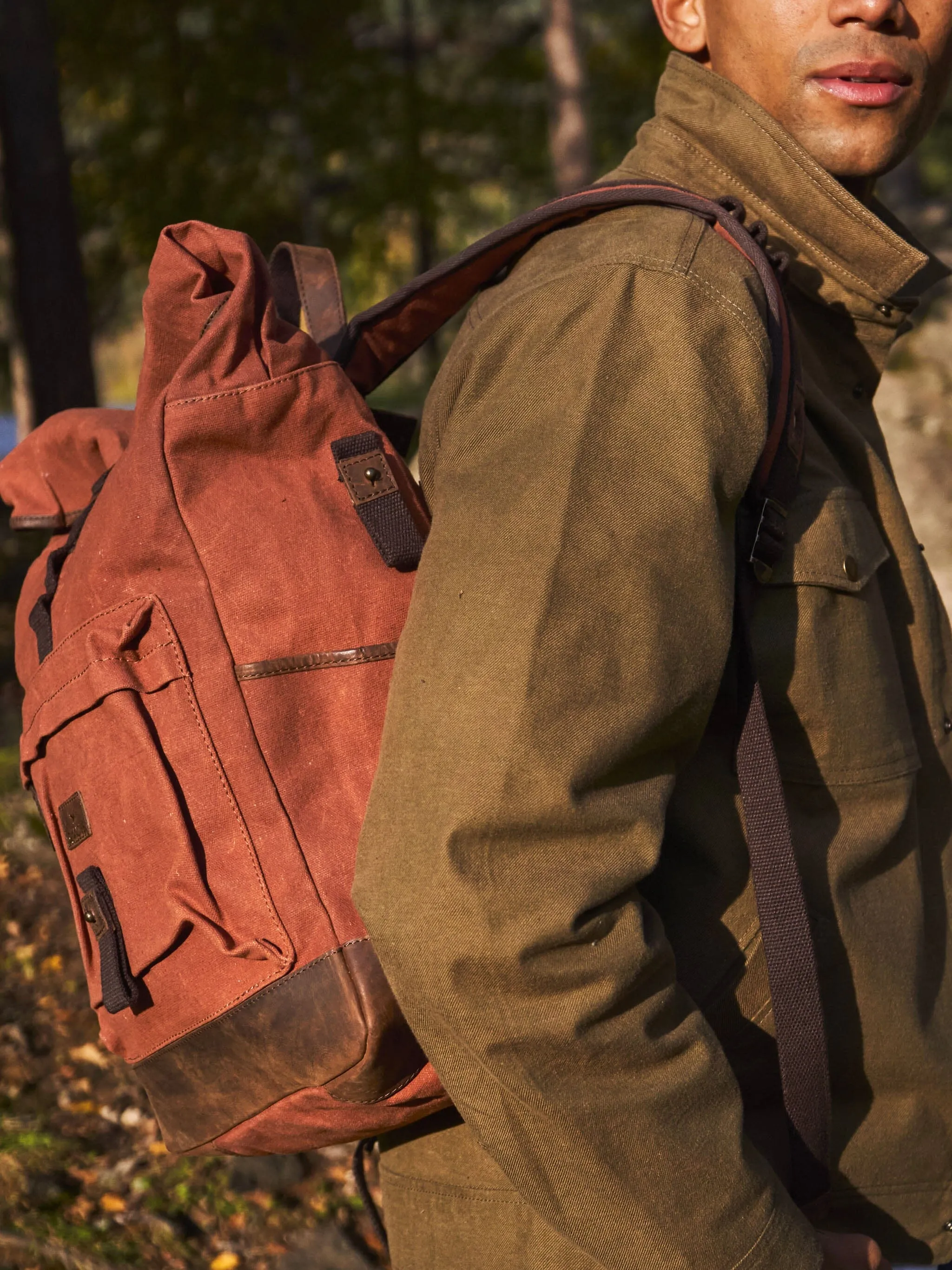 Dusty Orange Sri Lanka Waxed Cotton Backpack