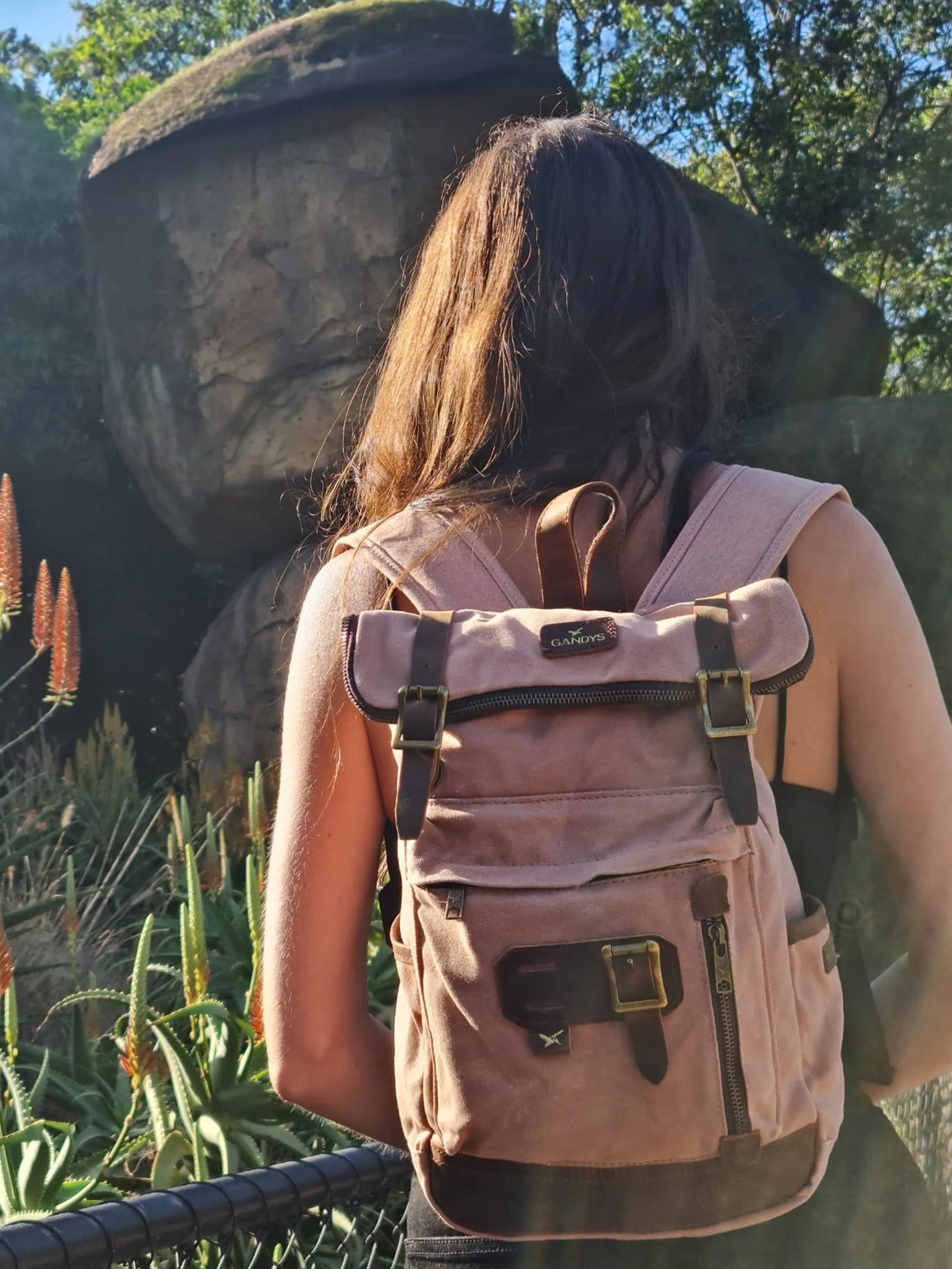 Dusty Pink Waxed Cotton Mini Bali Backpack