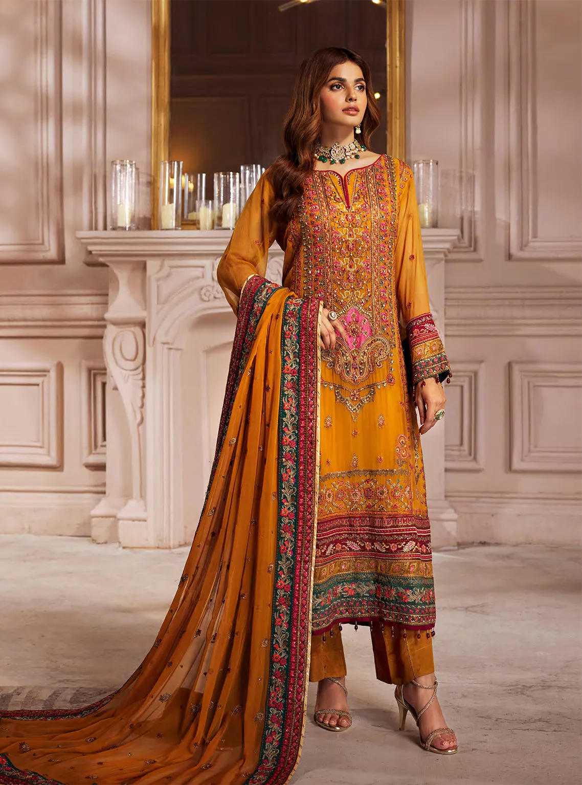 Elaine By Emaan Adeel Embroidered Chiffon Unstitched 3 Piece Suit - 07