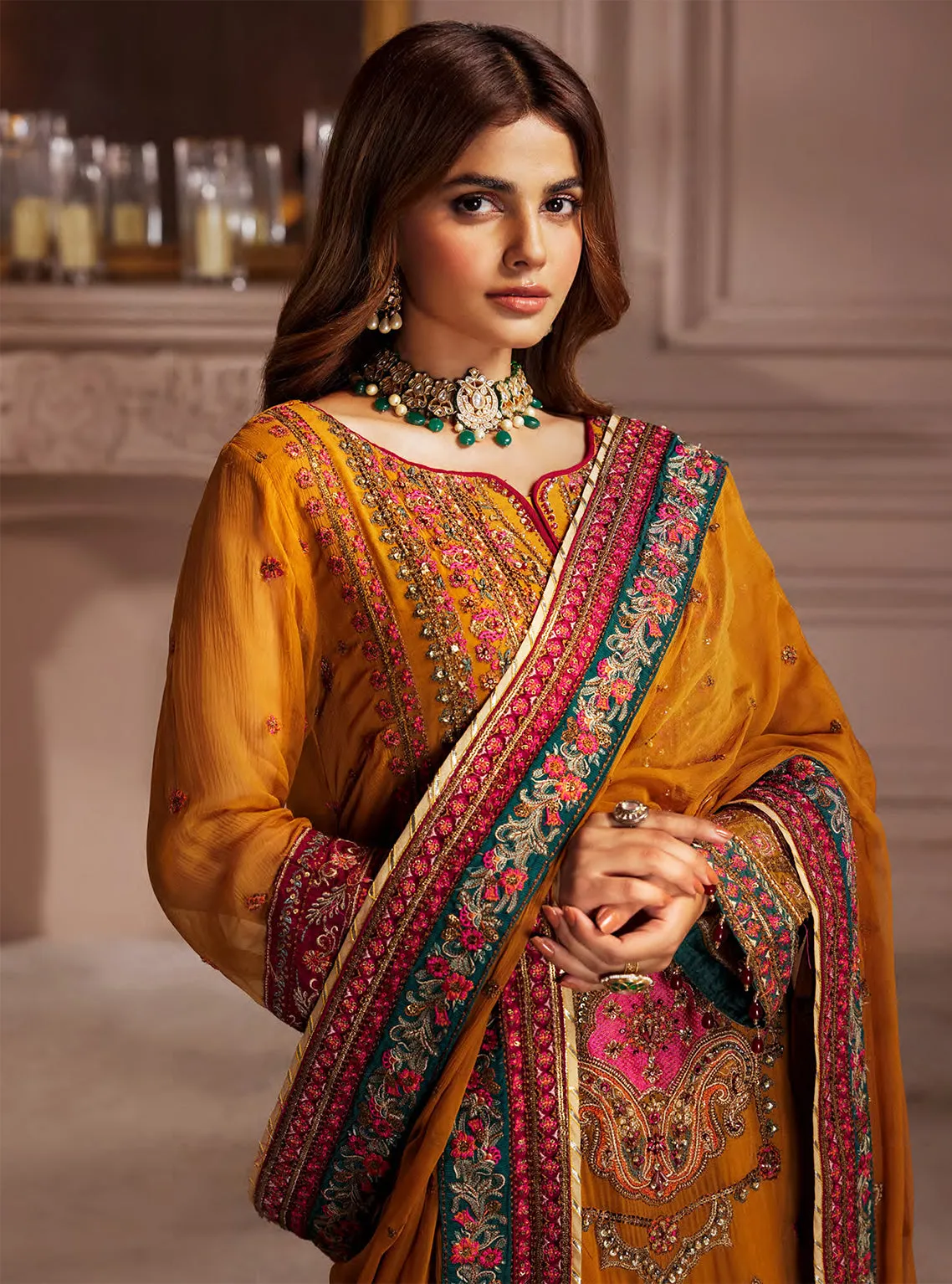 Elaine By Emaan Adeel Embroidered Chiffon Unstitched 3 Piece Suit - 07