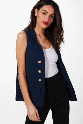 Ella Button Front Sleeveless Blazer