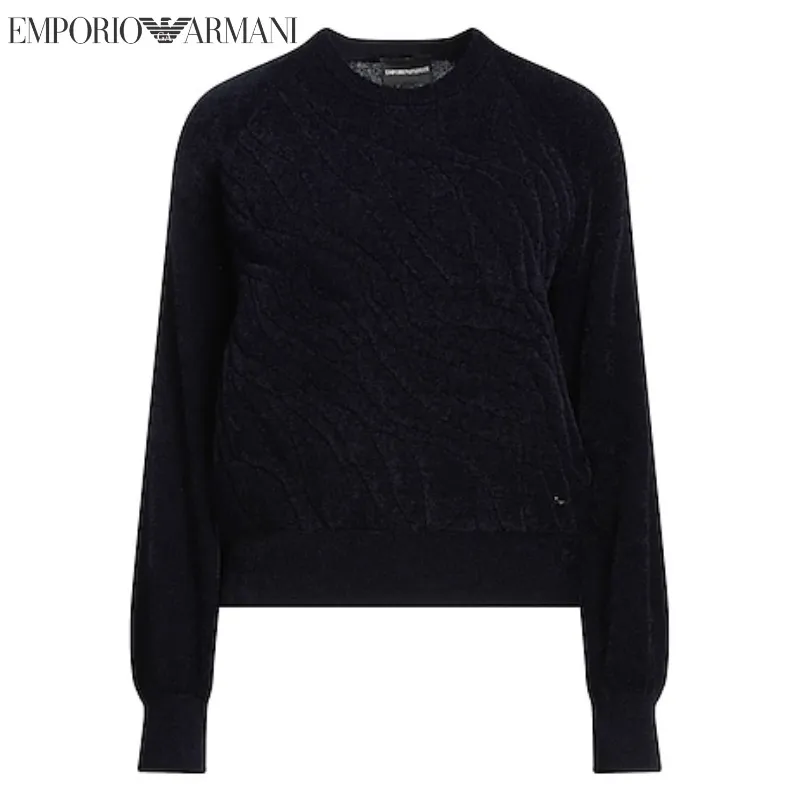 EMPORIO ARMANI  |Long Sleeves Plain Logo V-neck & Crew neck