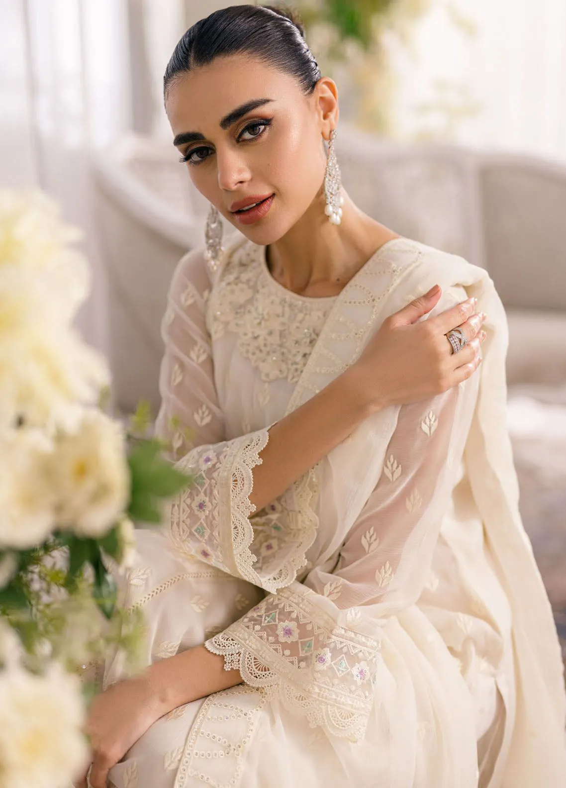 Ensembles By Azure Embroidered Chiffon 3 Piece Unstitched Suit AZU24EF ES-048 ANGELIC FROST