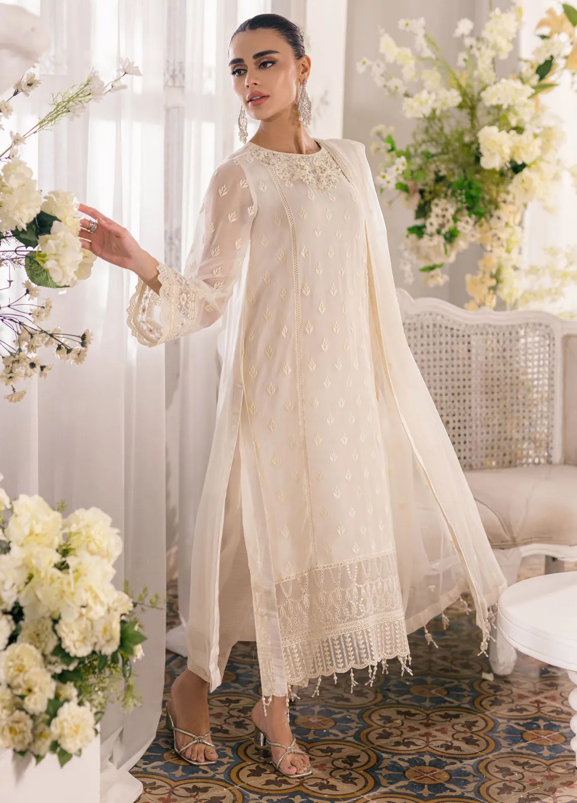 Ensembles By Azure Embroidered Chiffon 3 Piece Unstitched Suit AZU24EF ES-048 ANGELIC FROST