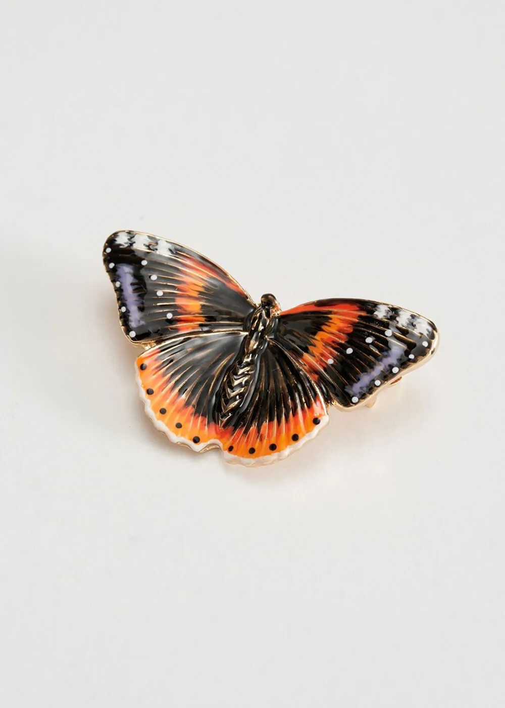 Fable England Admiral Butterfly Enamel Brooch Brown