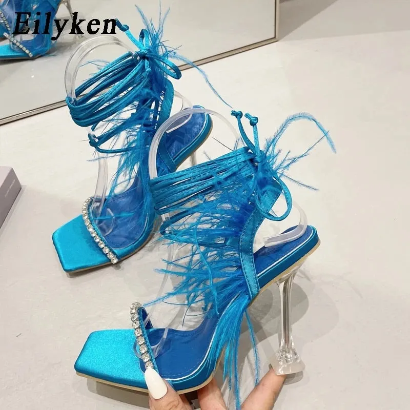 Fashion Summer Rhinestone Feather Sandals