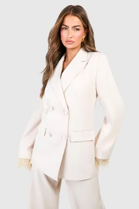 Feather Trim Relaxed Fit Blazer