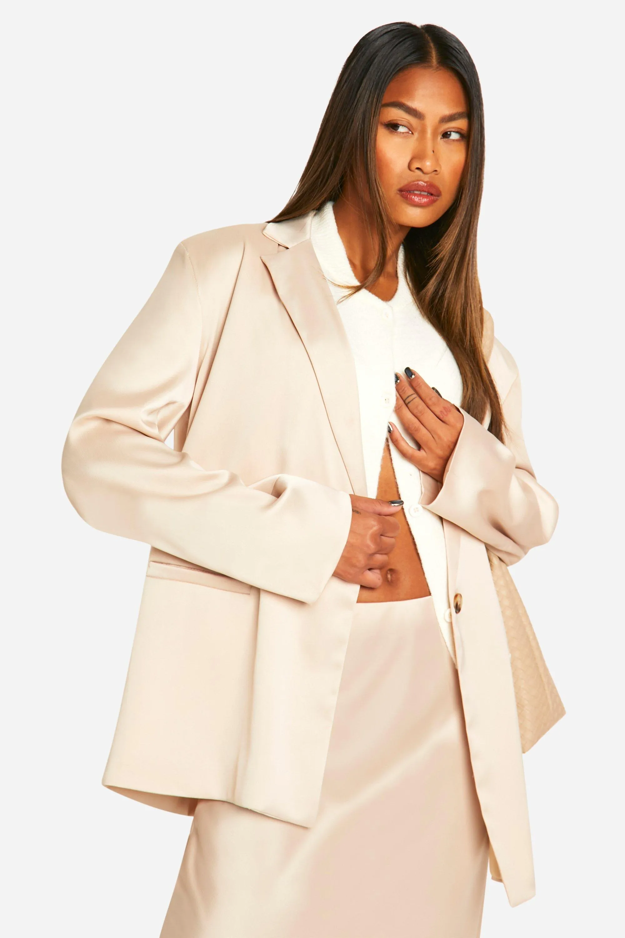 Fluid Premium Satin Oversized Blazer