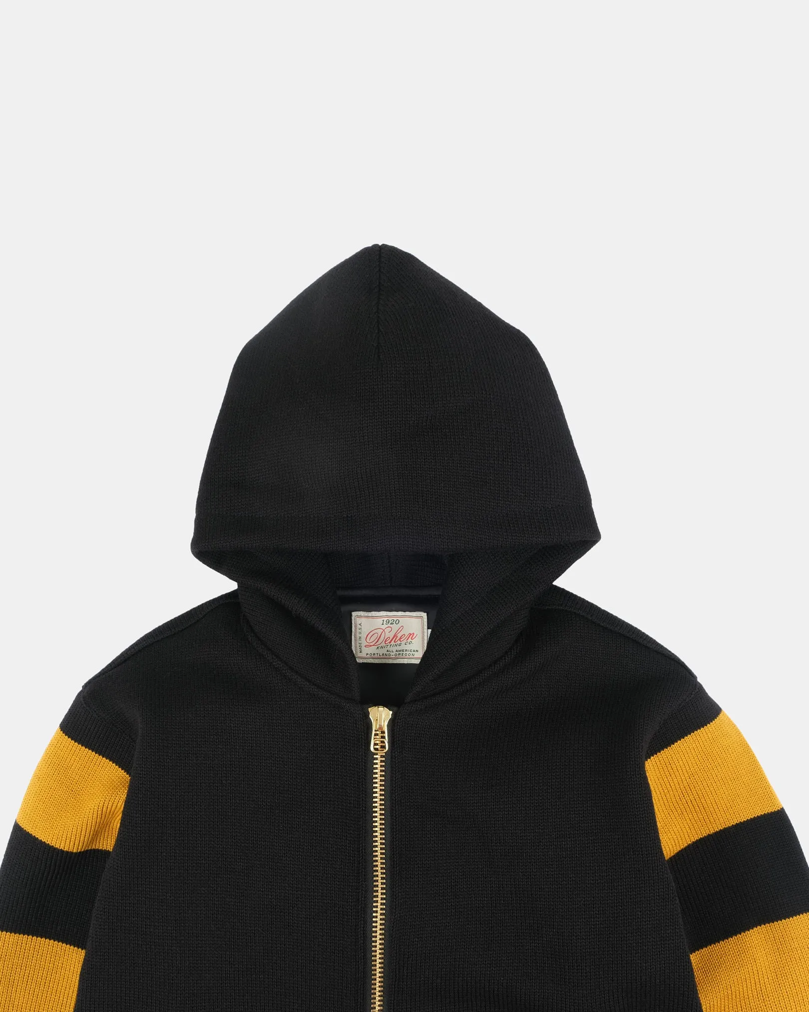 Full-Throttle Striped Moto-Hoodie - Black / Old Gold