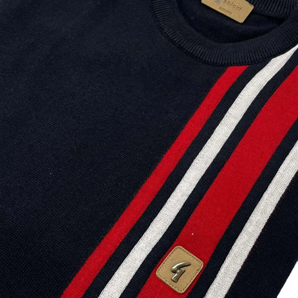 Gabicci Vintage LEWIS Knitted Crew Top Navy