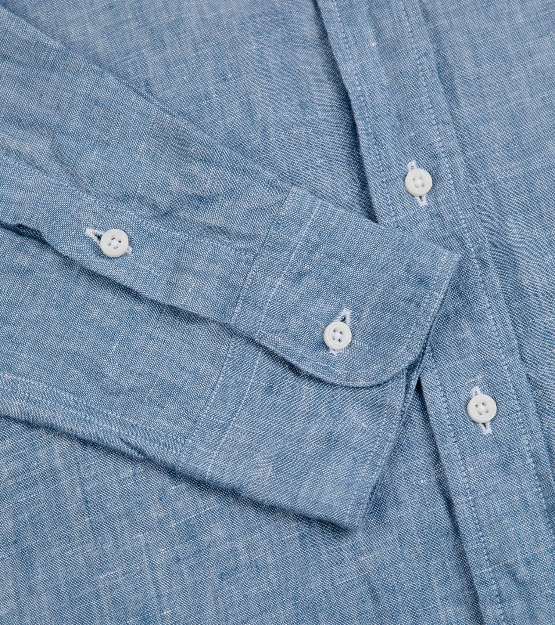 Gitman Vintage Slubby Japanese Linen Button Down Shirt: Mid Blue