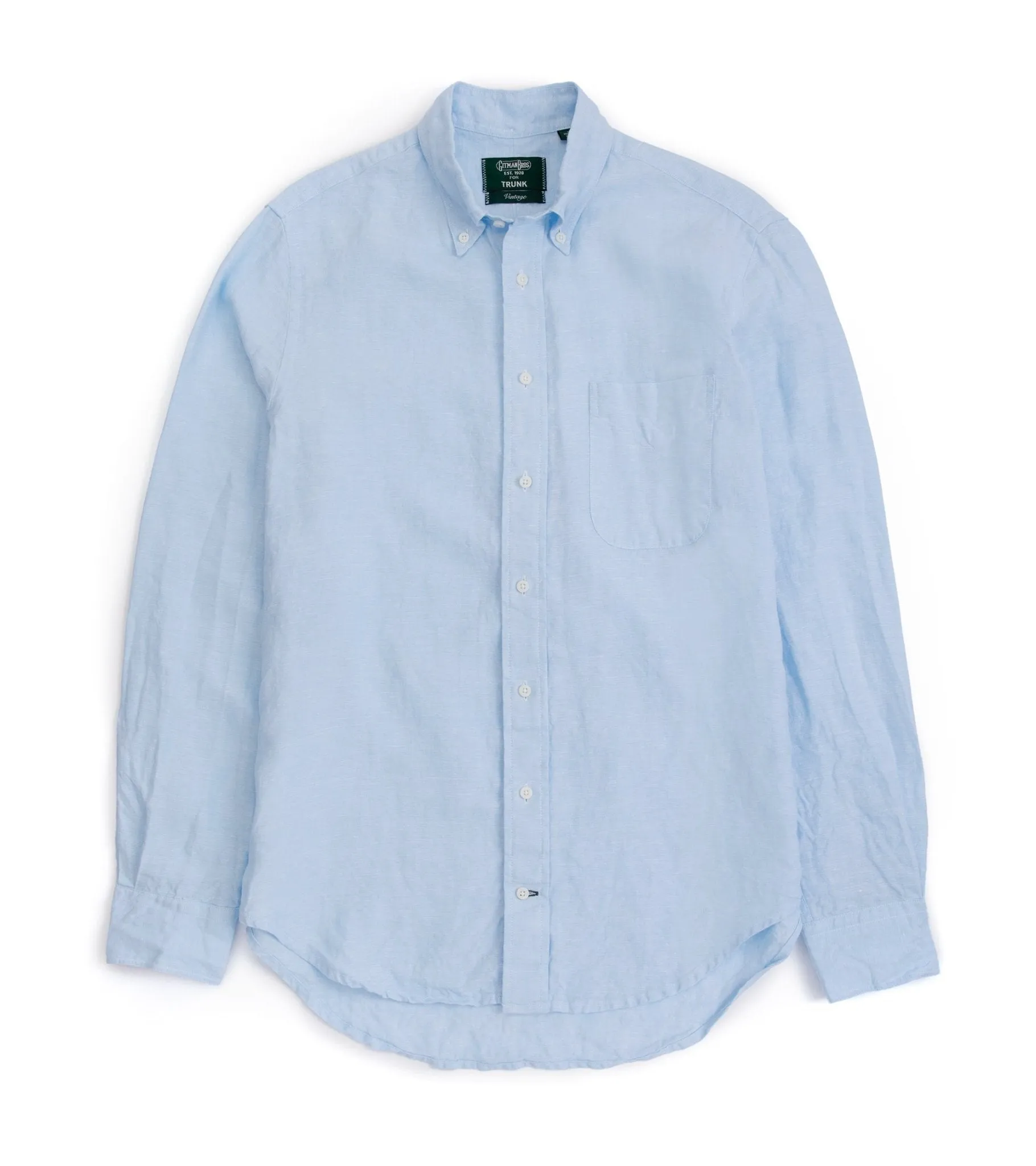 Gitman Vintage Slubby Japanese Linen Button Down Shirt: Pale Blue