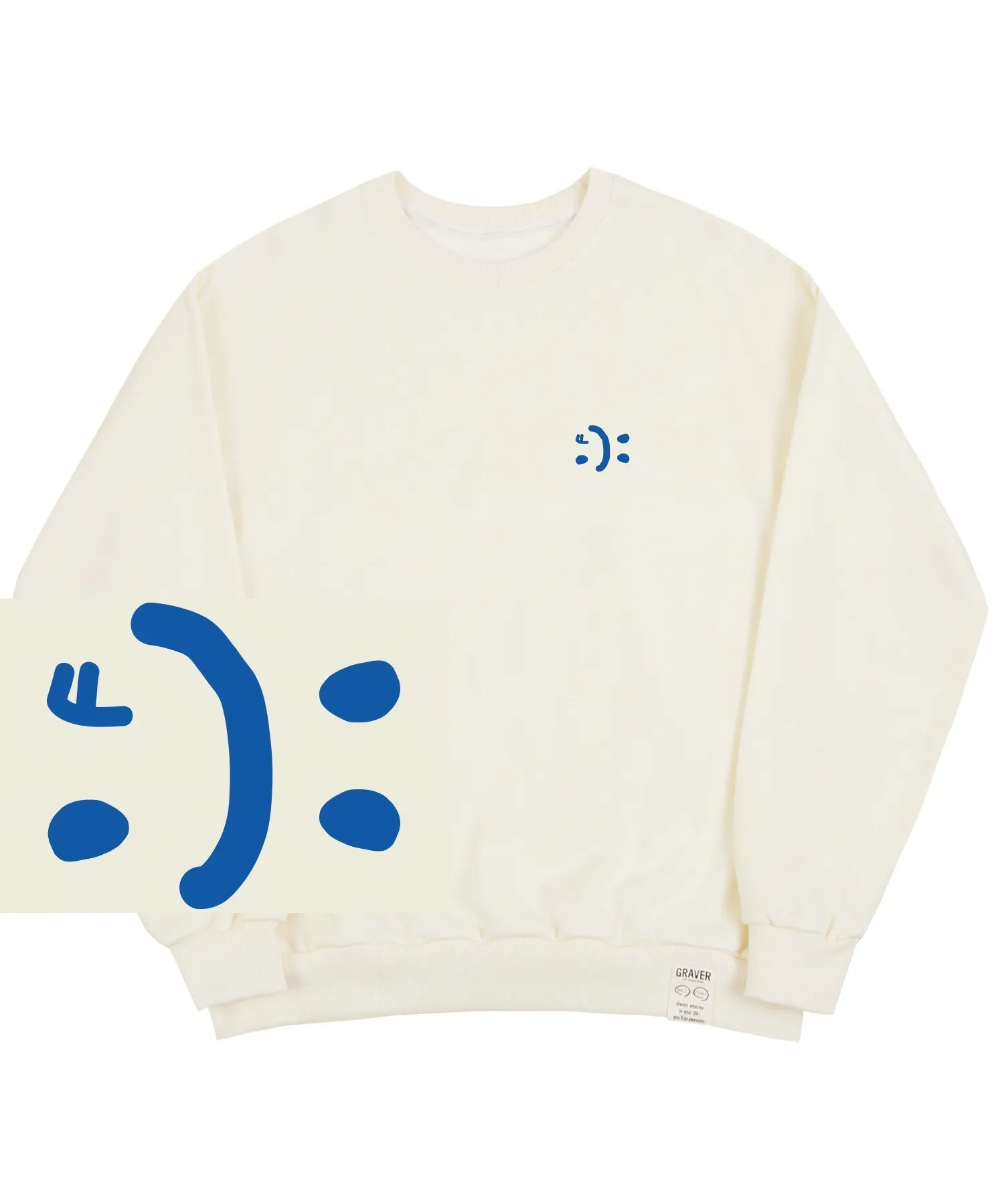 GRAVER  |[GRAVER]★SMALL DOUBLE DRAWING SMILE SWEATSHIRT