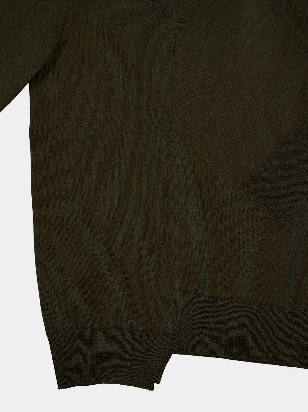 Green Asymmetric Crewneck Virgin Wool Sweater