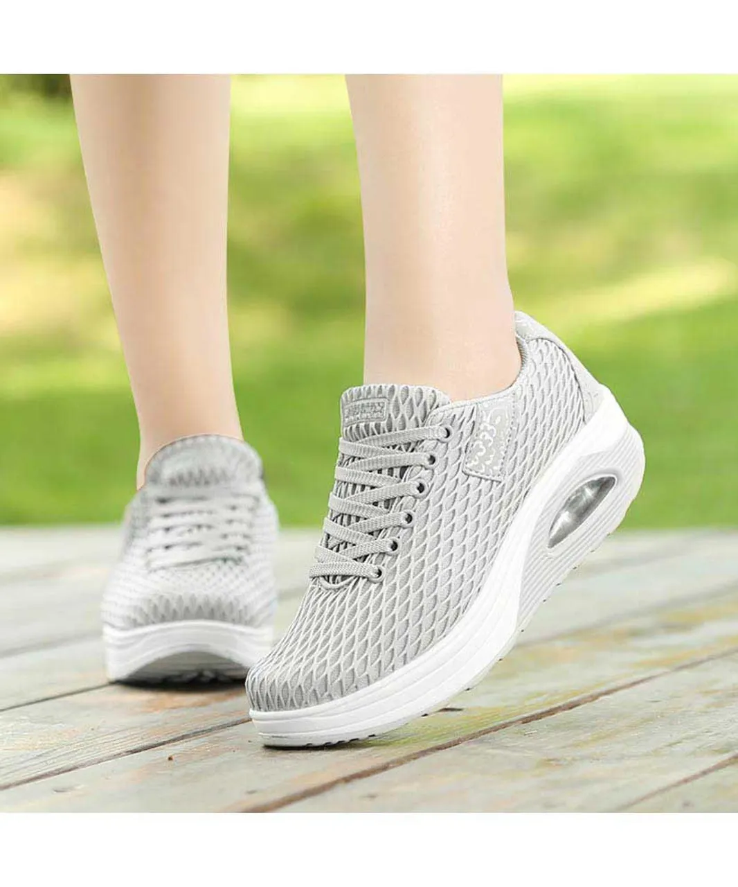 Grey pattern check rocker bottom shoe sneaker