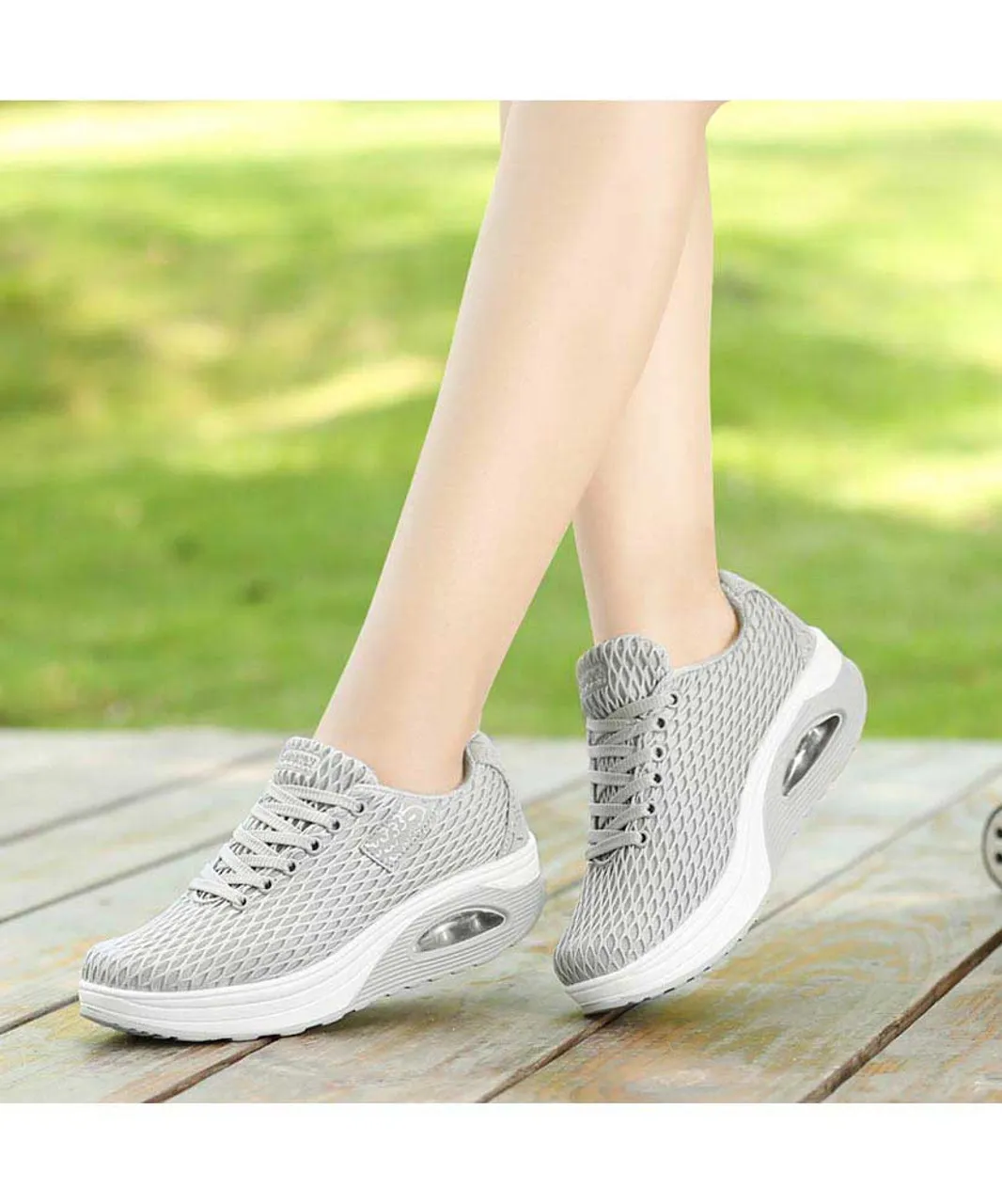 Grey pattern check rocker bottom shoe sneaker