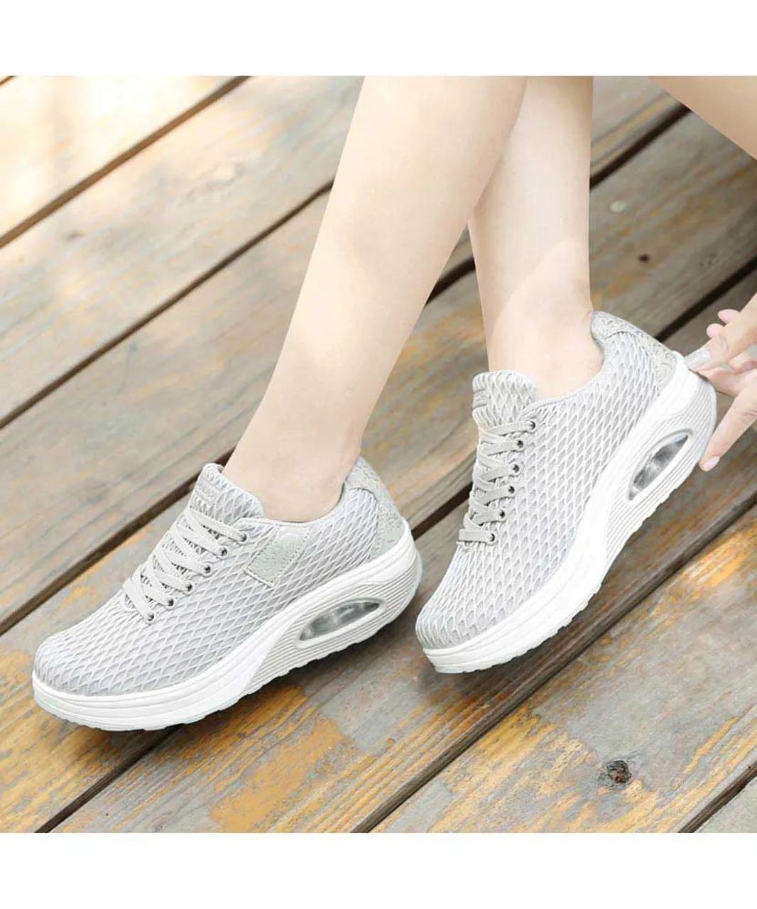 Grey pattern check rocker bottom shoe sneaker