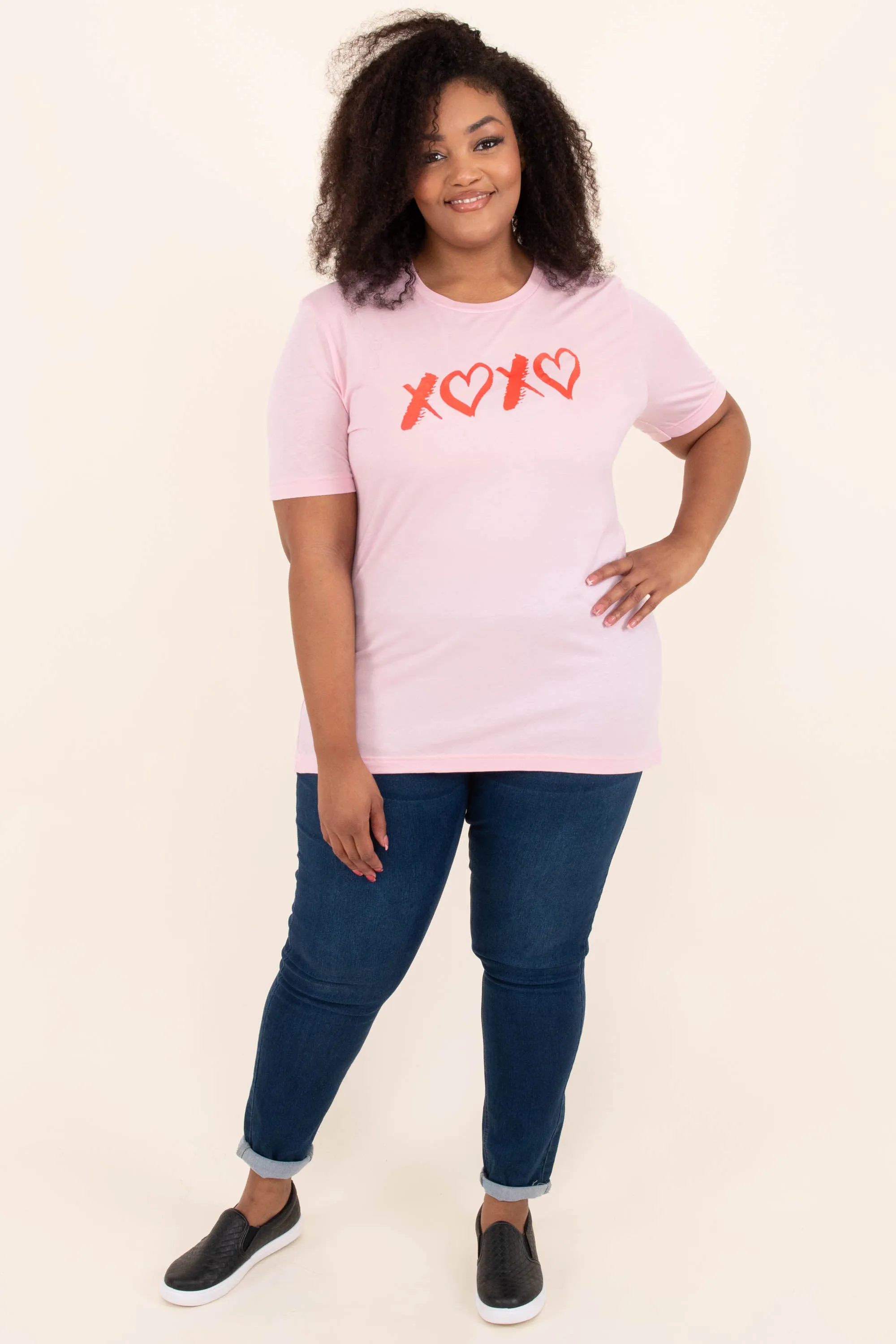 Hearts And Kisses Tee, Pink