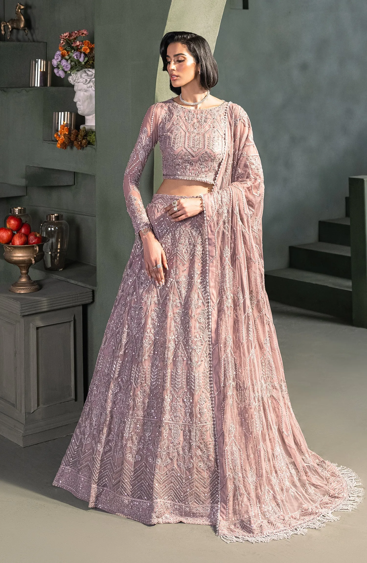 Heritage by Zarif Embroidered Net Unstitched 3Pc Suit ZHF 03 MERAKI