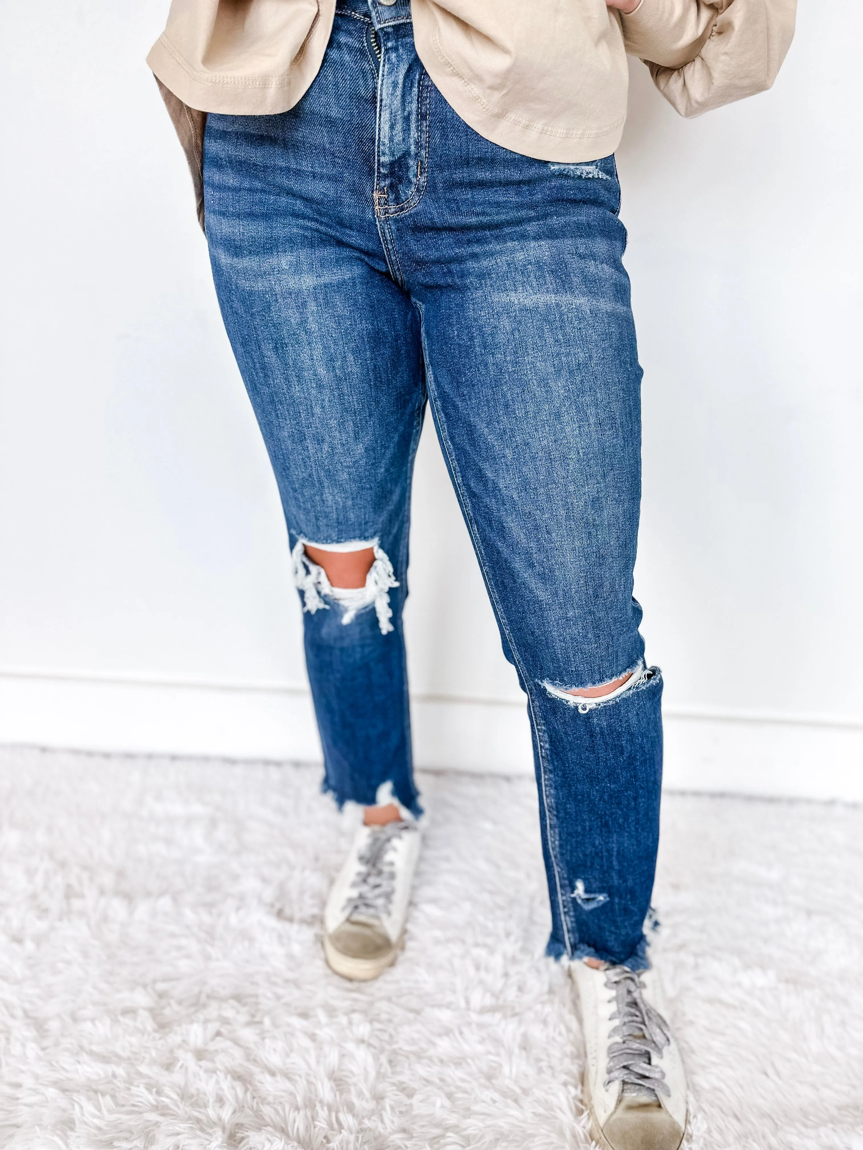 High Rise Crop Straight Jeans