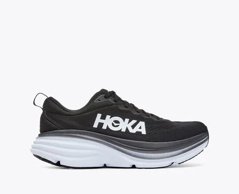 Hoka Mens Bondi 8 Athletic Shoes- Black/White