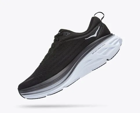 Hoka Mens Bondi 8 Athletic Shoes- Black/White