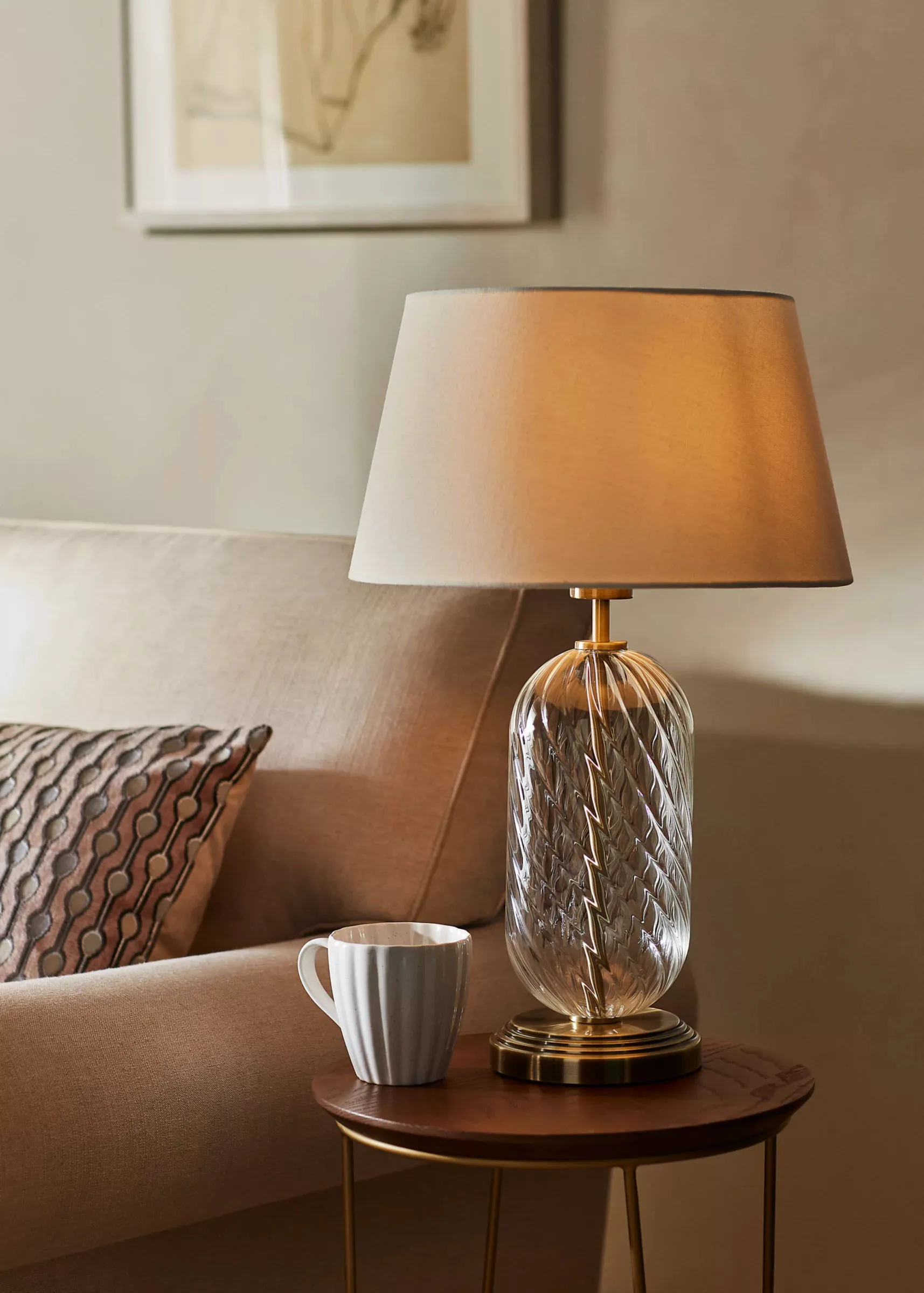 John Lewis Haverstock Glass Table Lamp, Brass