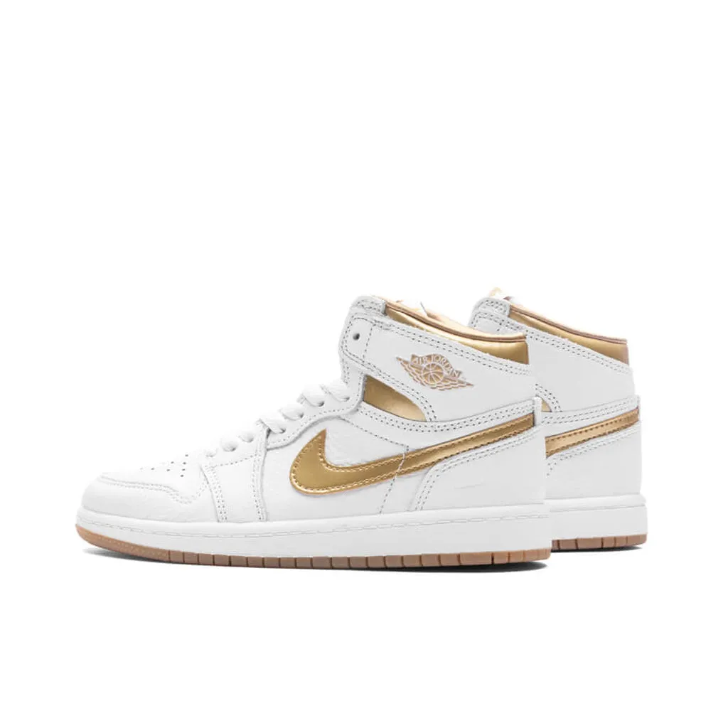 Jordan 1 Retro High OG (PS) - White/Metallic Gold/Gum Light Brown