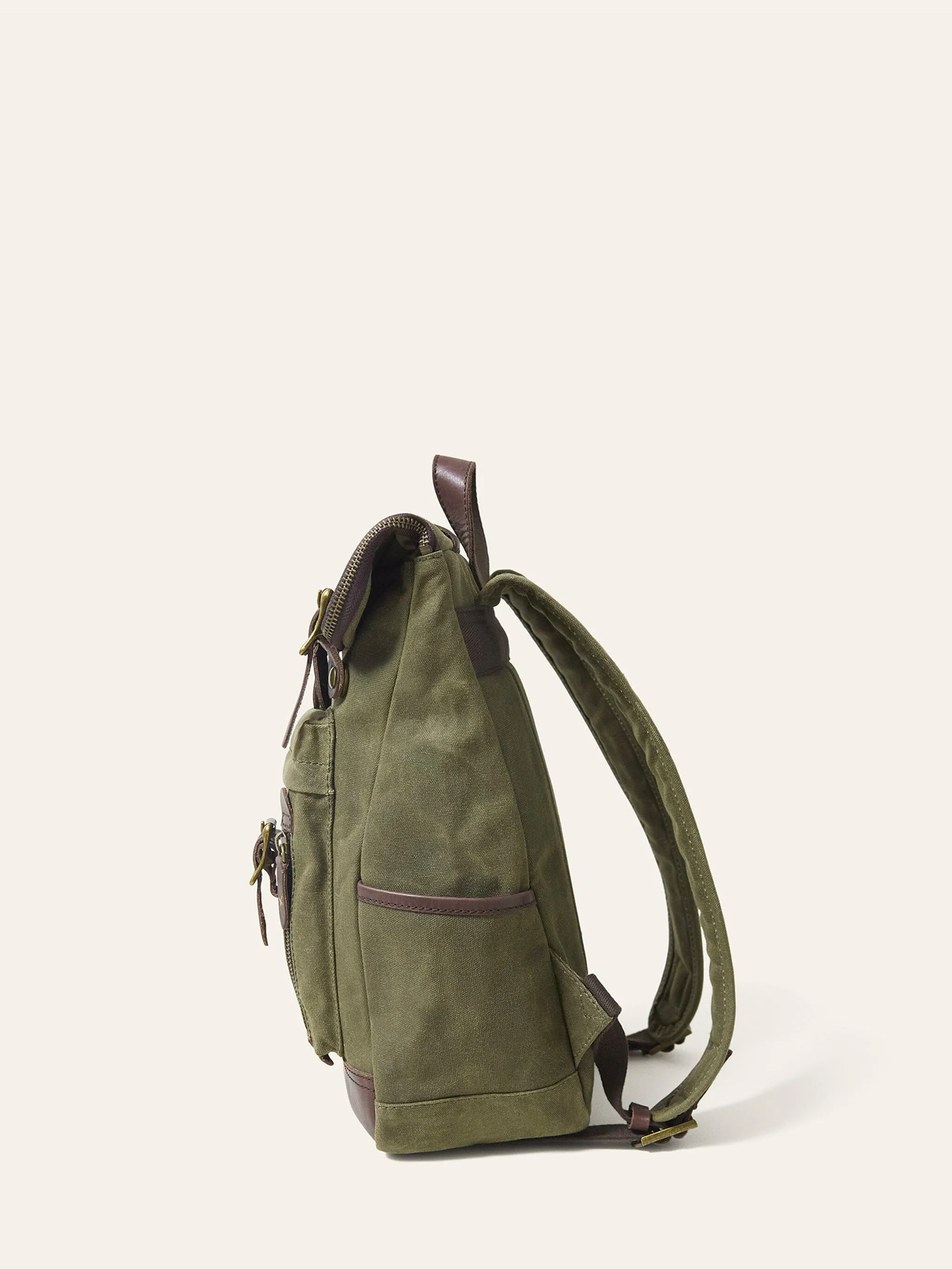 Khaki Slate Waxed Cotton Mini Bali Backpack