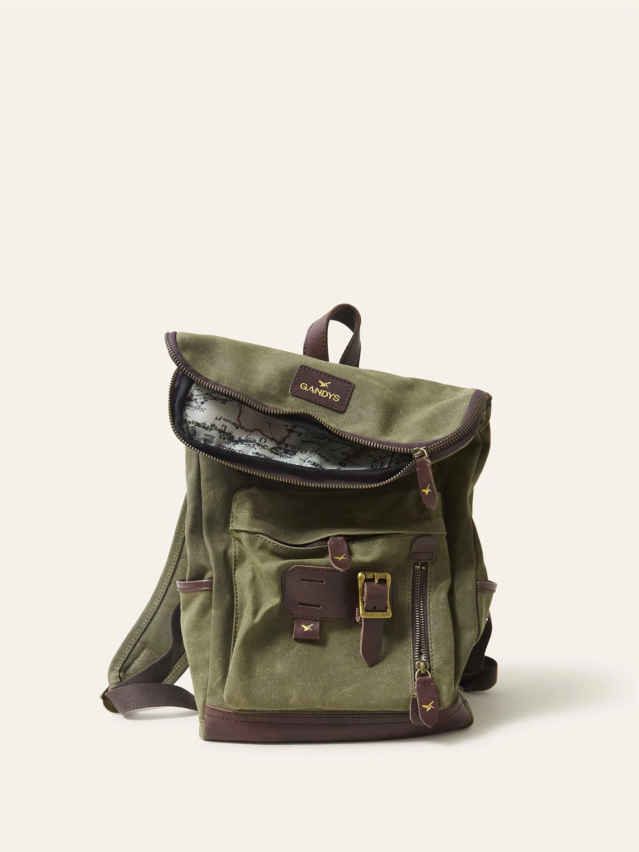 Khaki Slate Waxed Cotton Mini Bali Backpack