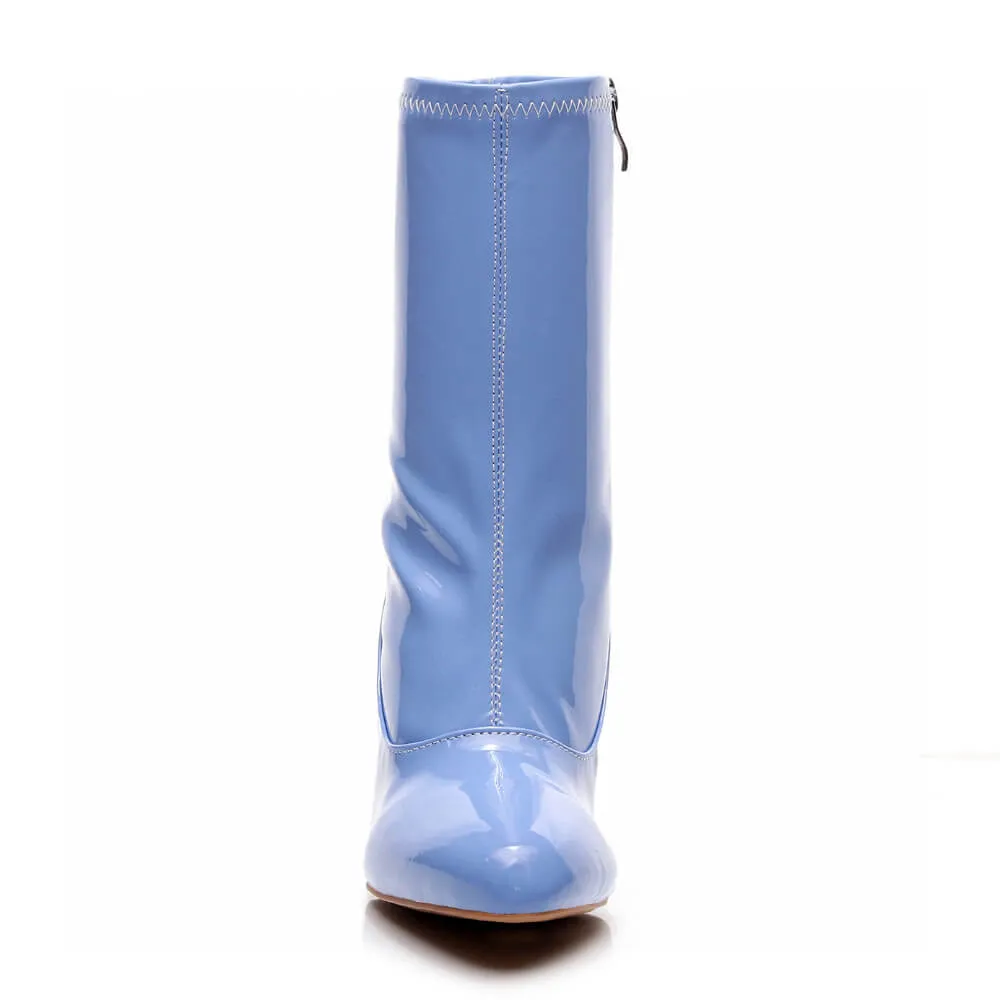 La Gogo Ankle Boot - Periwinkle Wet Look - Rubber Sole