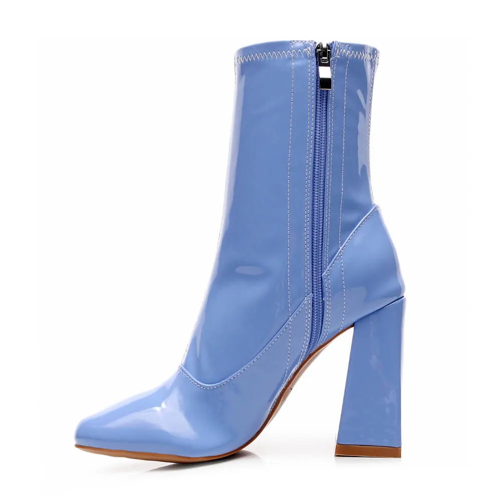 La Gogo Ankle Boot - Periwinkle Wet Look - Street Sole