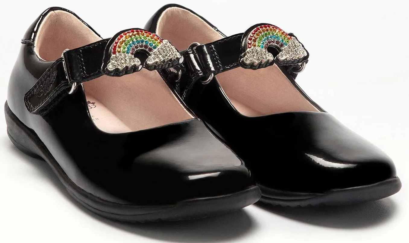 LELLI KELLY LK 8104 BRITE RAINBOW INTERCHANGEABLE STRAP SHOES F FIT BLACK PATENT