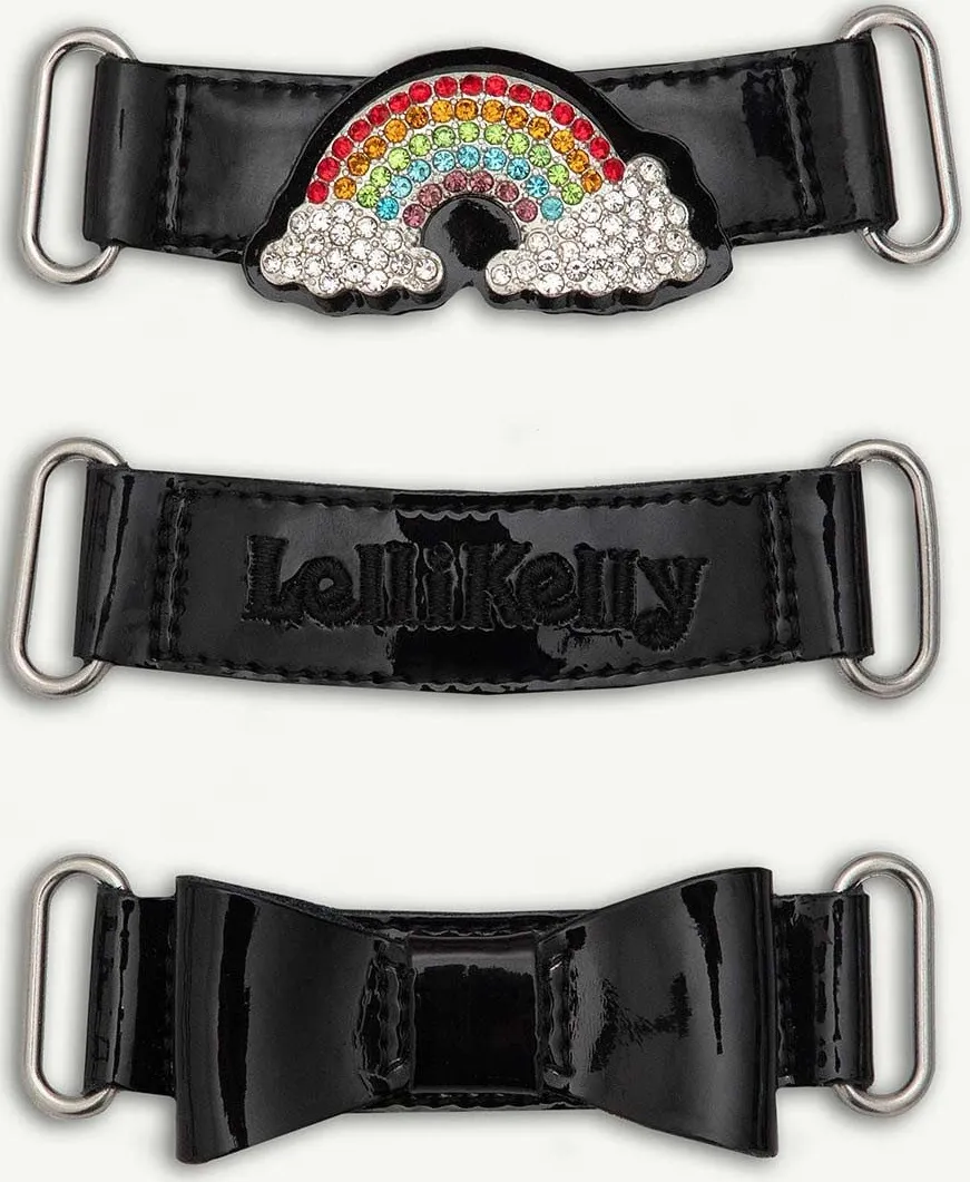 LELLI KELLY LK 8104 BRITE RAINBOW INTERCHANGEABLE STRAP SHOES F FIT BLACK PATENT