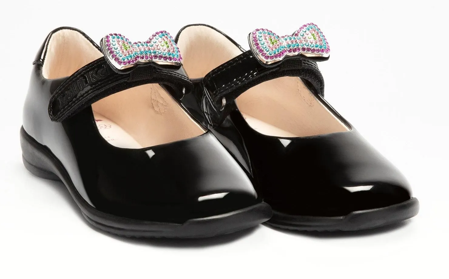 LELLI KELLY LK8116 ERIN2 Interchangeable Diamante Bow School Shoes Black F Fit