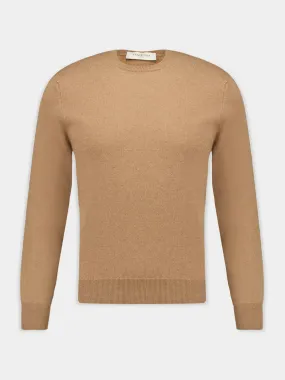 Light Brown Crewneck Cashmere Sweater