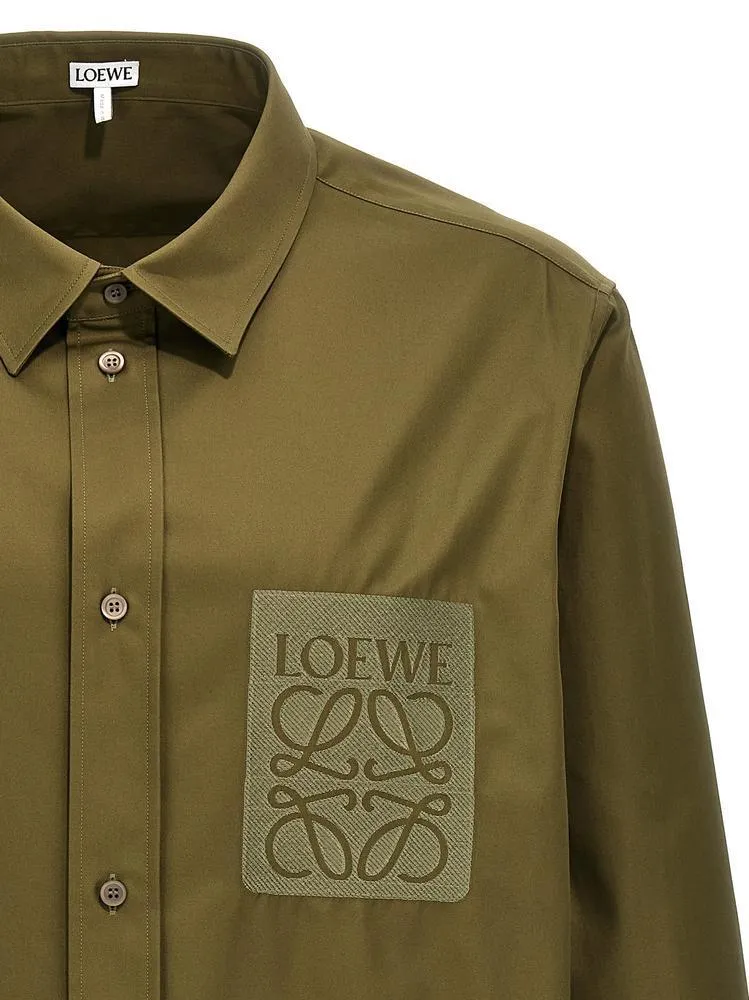 LOEWE  |Long Sleeves Plain Cotton Logo Luxury Shirts