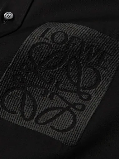 LOEWE  |Long Sleeves Plain Cotton Logo Luxury Shirts