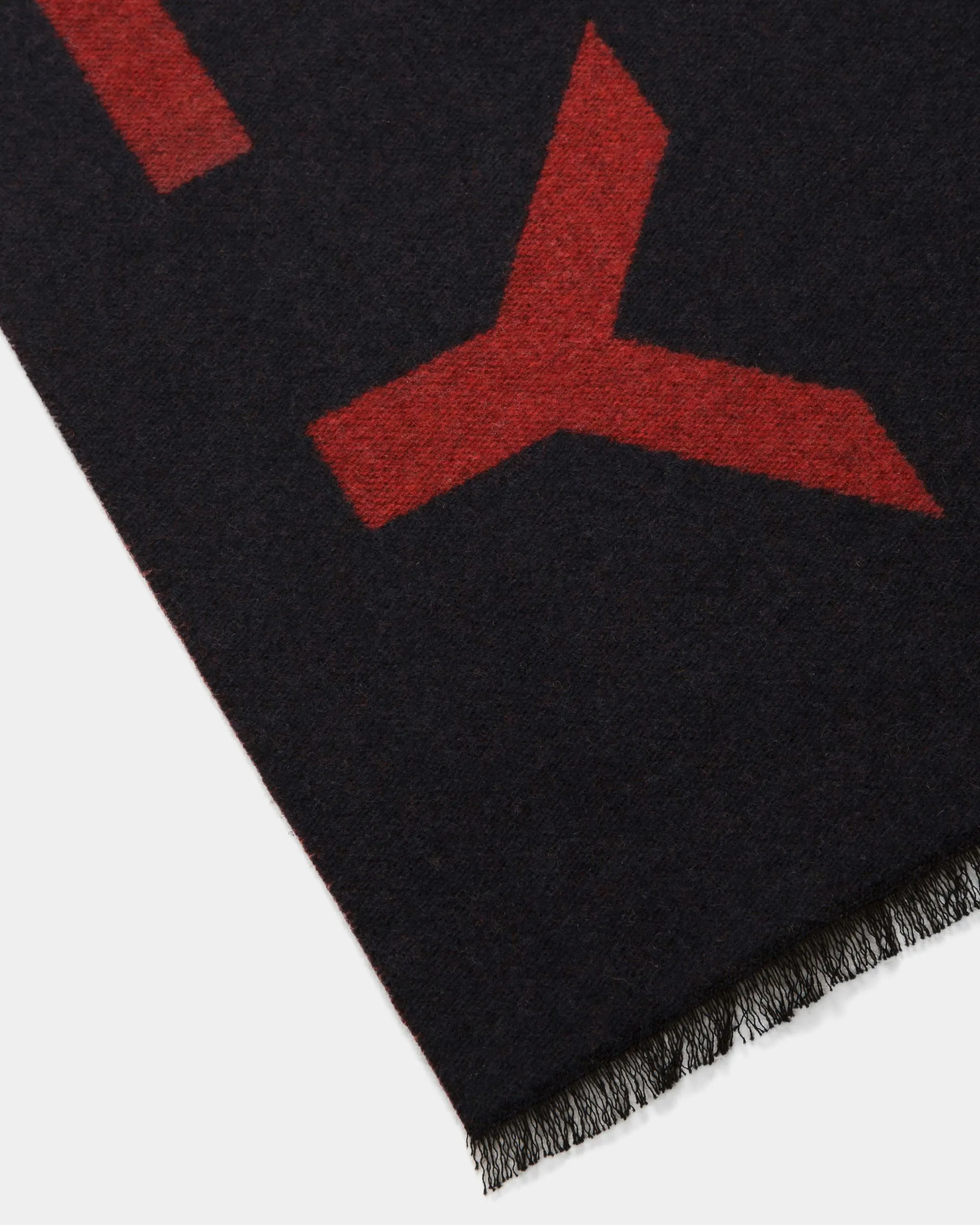 Logo Scarf In Deep Ruby And Midnight Fabric 