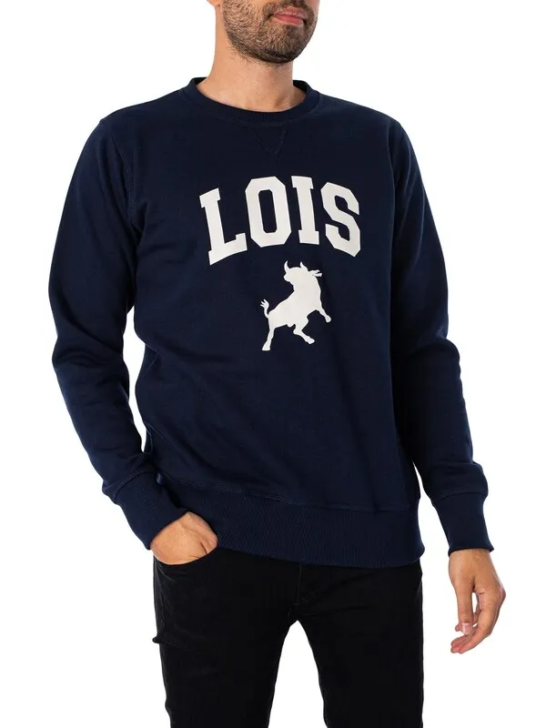 Lois Jeans Felpa Graphic Sweatshirt - Navy/White