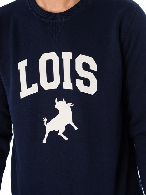 Lois Jeans Felpa Graphic Sweatshirt - Navy/White