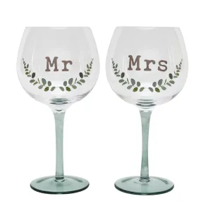 Love Story Gin Glass Set of 2 Mr & Mrs